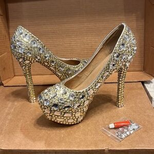 Rhinestone heels size 7.5 (40) comes with new heel, gems, glue, and backing.
